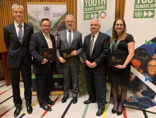 Foto: Banco Promerica Costa Rica firmó en la ONU en NY, los PRB en 2019. 